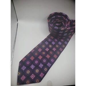 Zianetti Neck Tie Neck Wear Black Purple Pink Geometric Keeper Suit Shirt